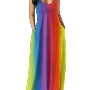 Multicolor rainbow inspired maxidress